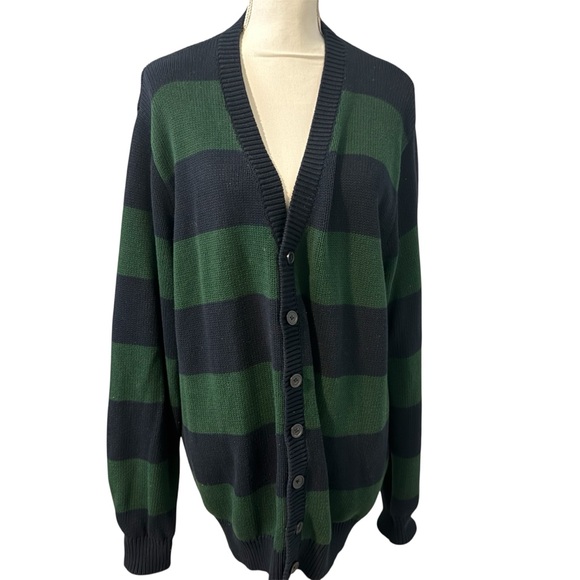 Brandy Melville Green and Black Striped Cardigan | Very Good Condition - Picture 1 of 10